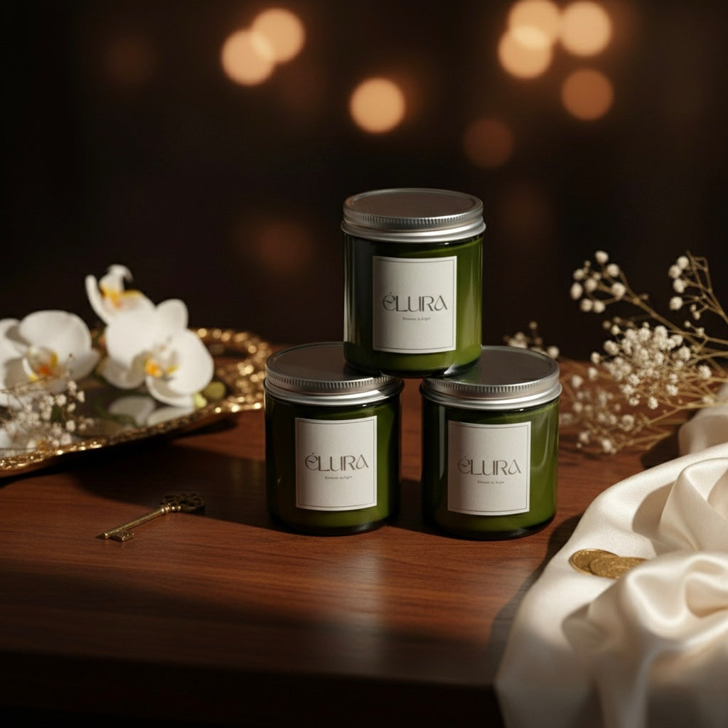 ÉLURA Signature Candle Trio – Handmade Soy Wax Set