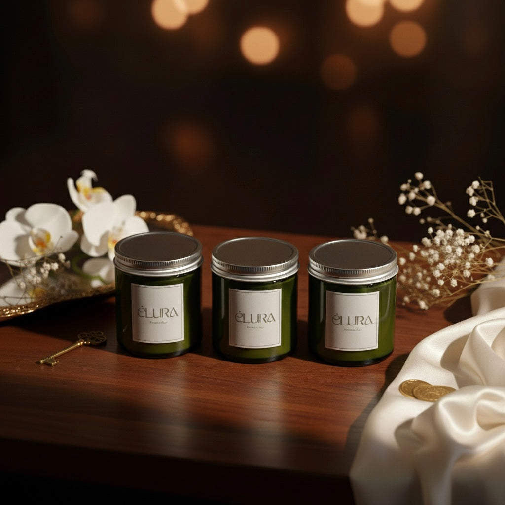 ÉLURA Signature Candle Trio – Handmade Soy Wax Set